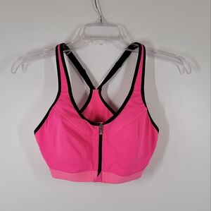 VSX Victoria's Secret Pink and Black Front Zip Sports Bra Size 34B